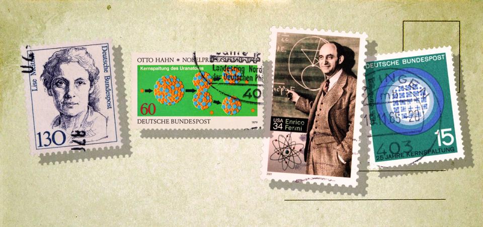 The discovery of the fission principle was very important for the power industry. The names of the discoverers are commemorated on German, Italian and American postage stamps. (Source: © Spatzenballet; laufer; Silvio / stock.adobe.com) The discovery of the fission principle was very important for the power industry. The names of the discoverers are commemorated on German, Italian and American postage stamps. (Source: © Spatzenballet; laufer; Silvio / stock.adobe.com)