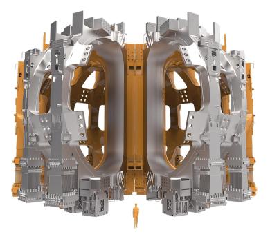 Toroidal field coils of ITER shown with their massive support structures, illustrating the scale and engineering required to generate the strong magnetic fields that confine the plasma. (Credit © ITER Organization, www.iter.org) Toroidal field coils of ITER shown with their massive support structures, illustrating the scale and engineering required to generate the strong magnetic fields that confine the plasma. (Credit © ITER Organization, www.iter.org)