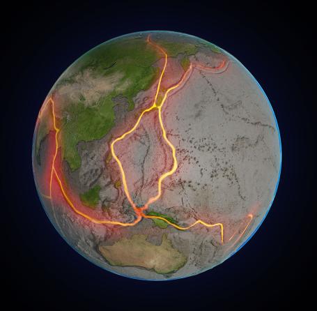 A model of the Earth’s surface showing regions of possible tectonic activity. (Source: © Mopic / stock.adobe.com) A model of the Earth’s surface showing regions of possible tectonic activity. (Source: © Mopic / stock.adobe.com)