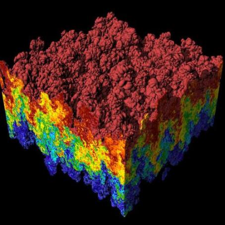 Instabilities mix the hot and cold parts of plasma. (Scientific visualization of an extremely large simulation of a Rayleigh-Taylor instability problem). (Source: Lawrence Livermore National Laboratory, Wikipedia.org) Instabilities mix the hot and cold parts of plasma. (Scientific visualization of an extremely large simulation of a Rayleigh-Taylor instability problem). (Source: Lawrence Livermore National Laboratory, Wikipedia.org)