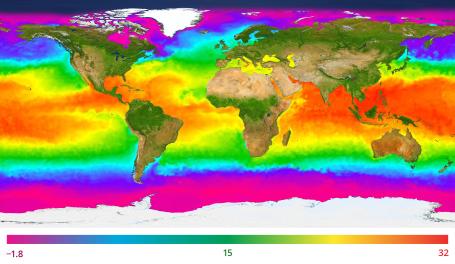 Map of ocean temperatures [&deg;C].