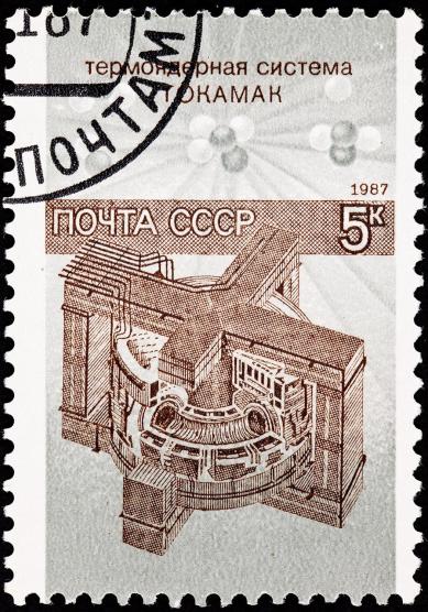 Russian T15 tokamak on postage stamp. (Source: © qingwa / stock.adobe.com) Russian T15 tokamak on postage stamp. (Source: © qingwa / stock.adobe.com)