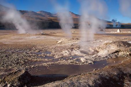 Fumaroles of the El Tatio geothermal field, which has the highest elevation of all geothermal fields, at Atacama, Chile. (Source: © Nataliya Hora / stock.adobe.com) Fumaroles of the El Tatio geothermal field, which has the highest elevation of all geothermal fields, at Atacama, Chile. (Source: © Nataliya Hora / stock.adobe.com)