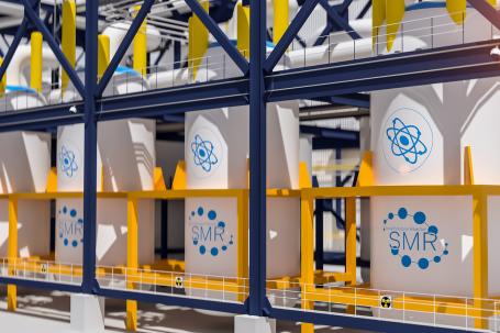 An illustration showing the integration of multiple small modular reactors within a future nuclear power plant. (Source: © AA+W / stock.adobe.com) An illustration showing the integration of multiple small modular reactors within a future nuclear power plant. (Source: © AA+W / stock.adobe.com)