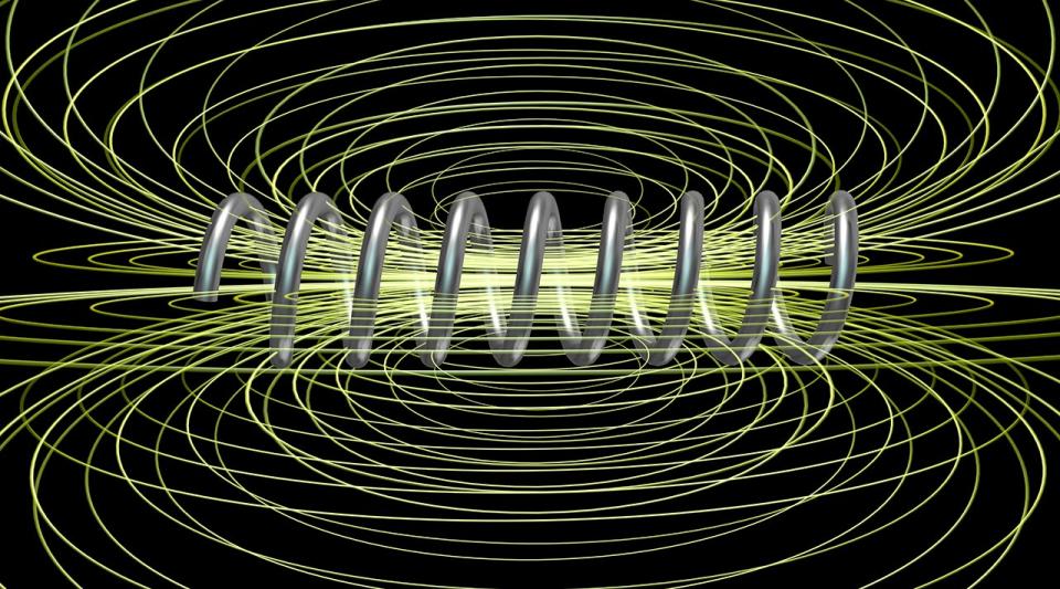 Magnetic field generated by solenoid. (Source: © vrx123 / stock.adobe.com) Magnetic field generated by solenoid. (Source: © vrx123 / stock.adobe.com)