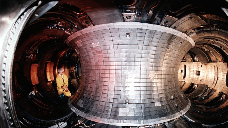 Construction works inside TFTR vessel, about 1982. (Source: U.S. Department of Energy, Wikipedia.org)