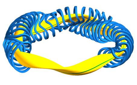 The plasma and the magnetic coils in the modular stellarator. (Credit: IPP) The plasma and the magnetic coils in the modular stellarator. (Credit: IPP)