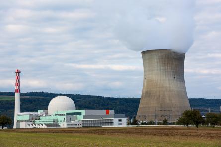 This cooling tower is part of the Leibstadt nuclear power plant located in the north of Switzerland. There is a single nuclear block with a boiling water reactor with electric power output of 1,220 MW and it generates about 8.5 TWh of electric energy, annually. (Source: © UrbanExplorer / stock.adobe.com) This cooling tower is part of the Leibstadt nuclear power plant located in the north of Switzerland. There is a single nuclear block with a boiling water reactor with electric power output of 1,220 MW and it generates about 8.5 TWh of electric energy, annually. (Source: © UrbanExplorer / stock.adobe.com)