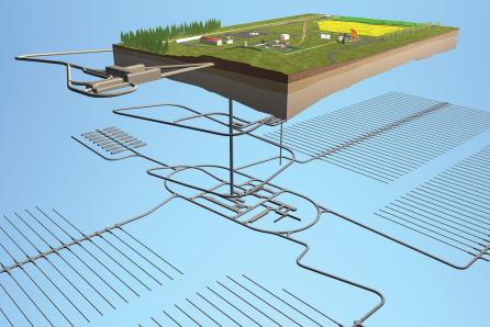 3D model of surface and near-surface parts of a deep repository for radioactive waste. (Source: SÚRAO) 3D model of surface and near-surface parts of a deep repository for radioactive waste. (Source: SÚRAO)