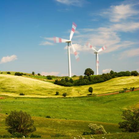 Two wind turbines in the rural region of Molise, Italy. (Source: © ELyrae / stock.adobe.com) Two wind turbines in the rural region of Molise, Italy. (Source: © ELyrae / stock.adobe.com)
